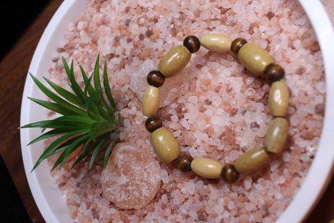 Tan Oval Bead w/brown round bead Bracelet by Theiss