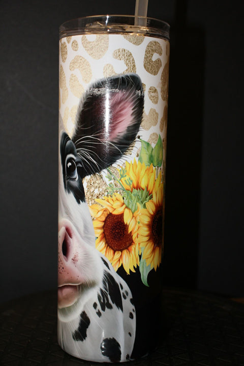 Cow with Sunflowers Tumbler by Blue Petal Gifts