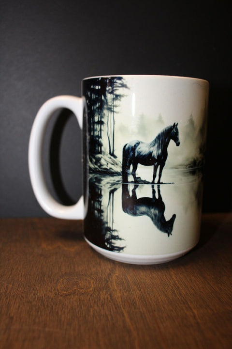 Horses Reflection Coffee Mug  by June Bugs