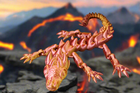 17.5 Inch Pink & Orange 3-D Printed Dragon by AMLInspirations