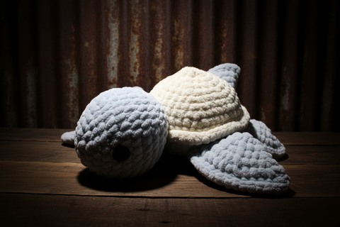 Handmade Plush Sea Turtle – Icy Blue and Cream by Pillows and Plush