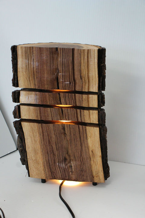 FinishedWood Glow Lamp – Stacked DarkWood Rustic Log Creations Decorative Pieces