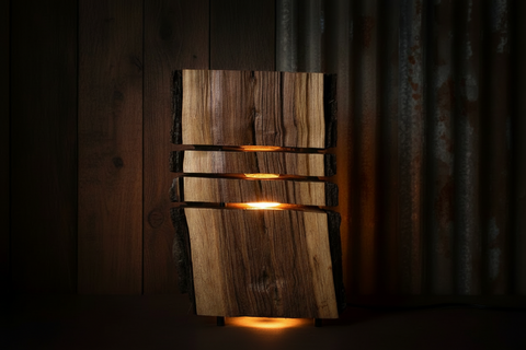FinishedWood Glow Lamp – Stacked DarkWood Rustic Log Creations Decorative Pieces