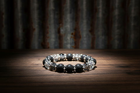 Black and Clear Crystal Diffuser Bracelet by The Diffuser Bracelet Boutique