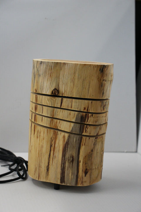 Finished Natural Wood Glow Lamp by Rustic Log Creations