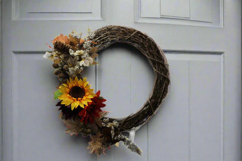 Red Brick Wreaths Harvest Bloom Grapevine Wreath
