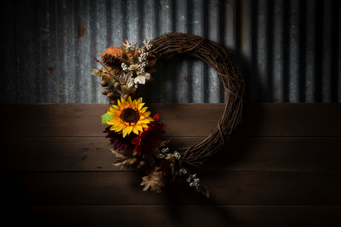 Red Brick Wreaths Harvest Bloom Grapevine Wreath