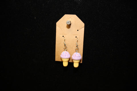 Purple Ice Cream Cone Dangle Earrings by Denise Milton