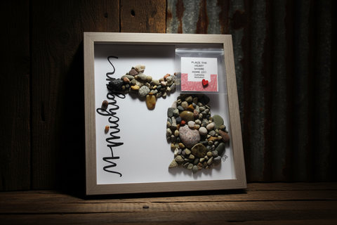 Michigan Rocks Shadow Box Art by Art By Amy