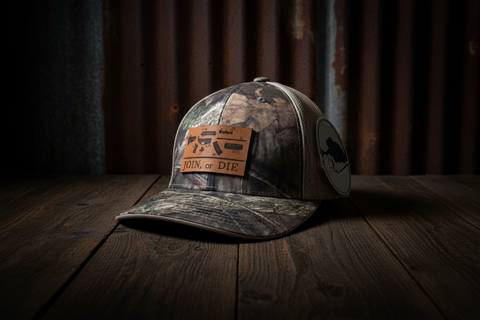 Join Or Die AR Leather Patch Camo Trucker Hat