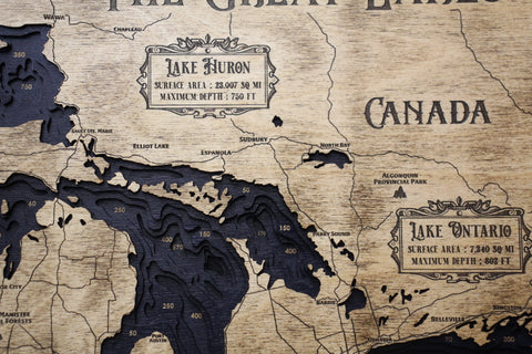 20" x 15 1/2" Great Lakes 3D Wood Map by Lucky Arrow Designs Wall Art & Prints