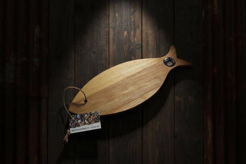 Mi Beach Rocks Fish Tail Board with Petoskey Stone Inlay