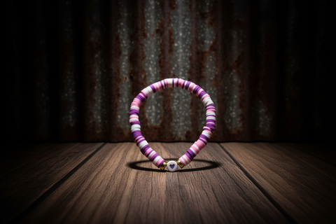 Purple Heart Accent Beaded Bracelet