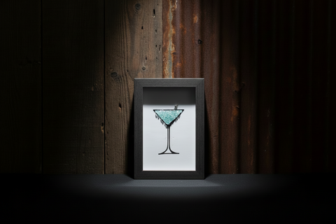 Blue Martini Tumbled Glass Art by Art by Amy