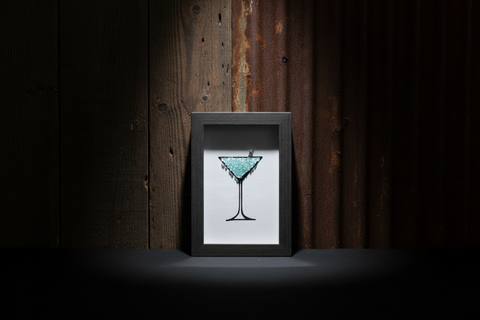 Blue Martini Tumbled Glass Art by Art by Amy