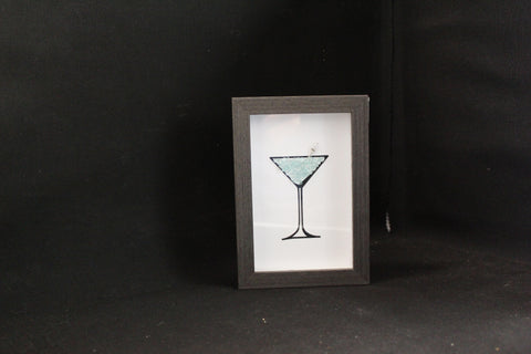 Blue Martini Tumbled Glass Art by Art by Amy