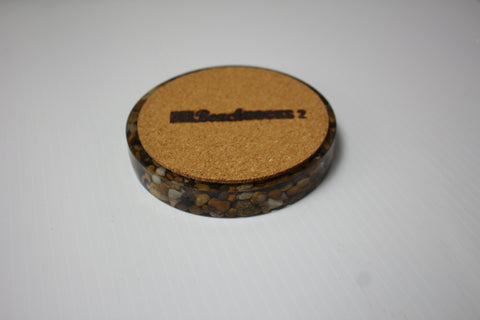Mi Beach Rocks Natural Stone and Resin Cork Coaster