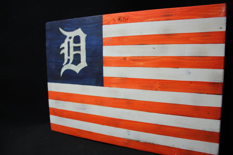 Detroit Tigers Wooden Wall Flag