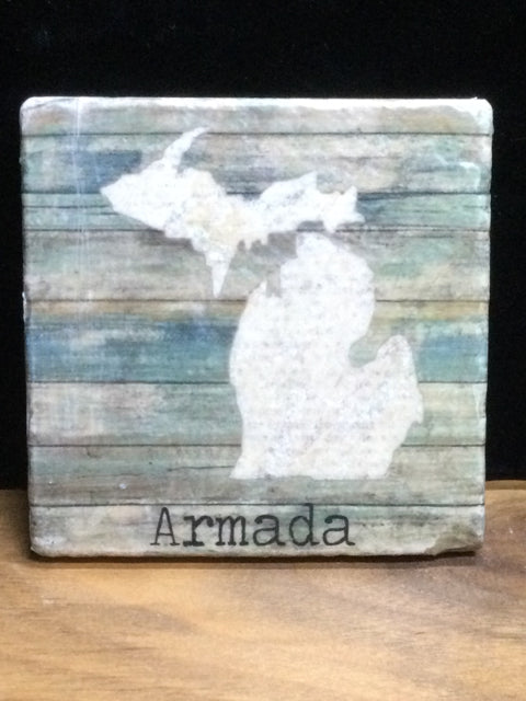 Michigan Green Barnwood Tile Coaster by Ravaged Barn