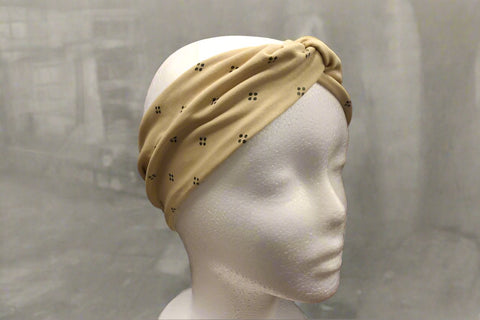 Tan Dot  Soft Stretch Twist Headband - Adult