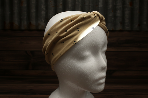 Tan Dot  Soft Stretch Twist Headband - Adult