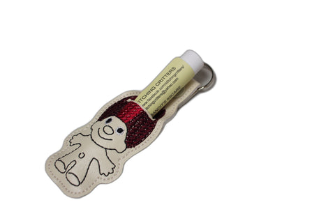 Troll-Inspired Lip Balm Holder Keychain – Beige with Red Hair