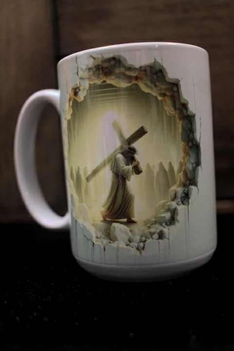 Jesus Carrying Crucifex 15 oz Coffee Mug by June Bugs