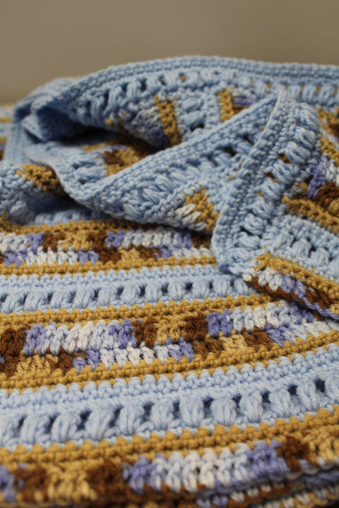 Suki B's Blue and Brown Striped Baby Blanket