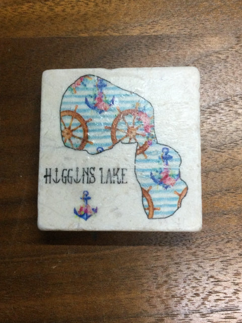 Higgins Lake Magnet Tile by Ravaged Barn