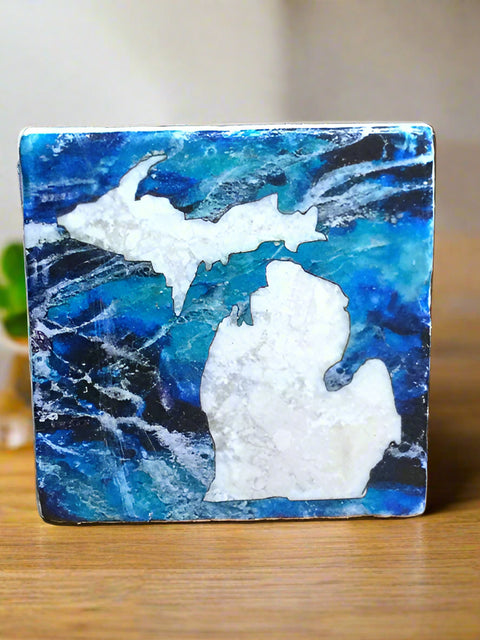 Lake Background Michigan Tile Coaster by Ravaged Barn