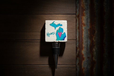 Michigan Home Heart Wine Stopper by Ravaged Barn
