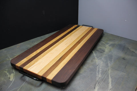 Grand Hardwood Serving Board with Metal Handles