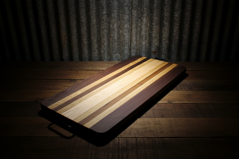 Grand Hardwood Serving Board with Metal Handles