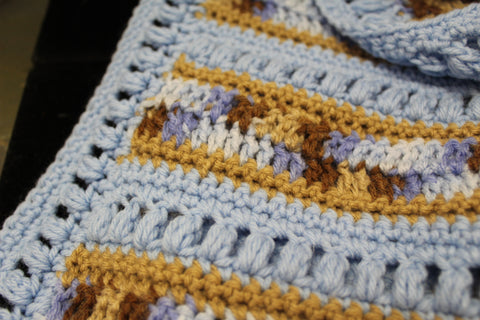 Suki B's Blue and Brown Striped Baby Blanket