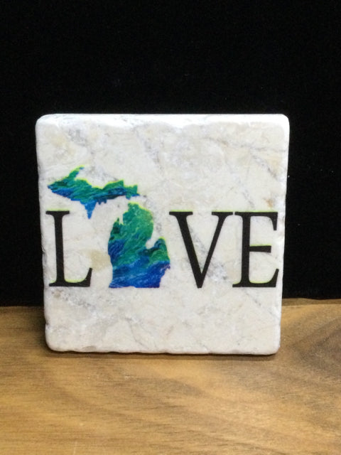 Love Michigan Tile Coaster by Ravaged Barn