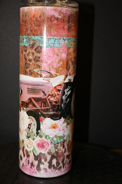 Girl Farmer - Pink Tractor Tumbler