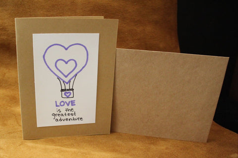 Love Is The Greatest Adventure Handcrafted Card - Blue