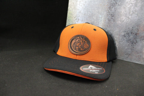 Youth Burnt Orange Tiger Leather Patch Flexfit Hat