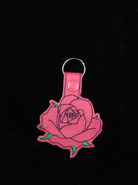 Pink Rose Key Chain by Stitching Critters