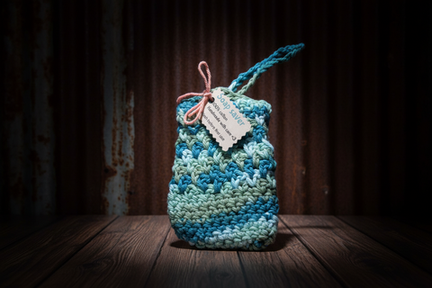 Blue Green Handcrafted Soap Saver – 100% Cotton