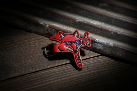 Red Cardinal-Inspired Faux Leather Keychain
