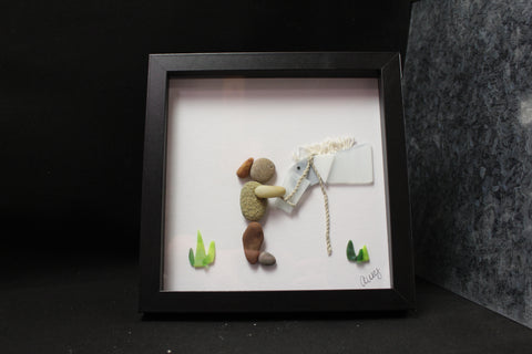 Horse and Rider Pebble Art by Away
