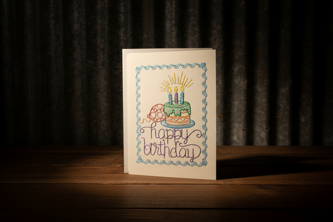 Happy Birthday Embroidered Greeting Card by Suki B's Creations