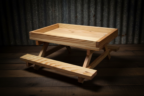 Rustic Wooden Chick-Nic Table Feeder for Chickens & Small Animals