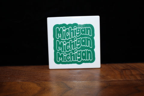 Wavy Michigan Coaster Spartan Green by June Bugs