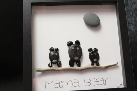 Mama Bear Family Pebble Art by Amy