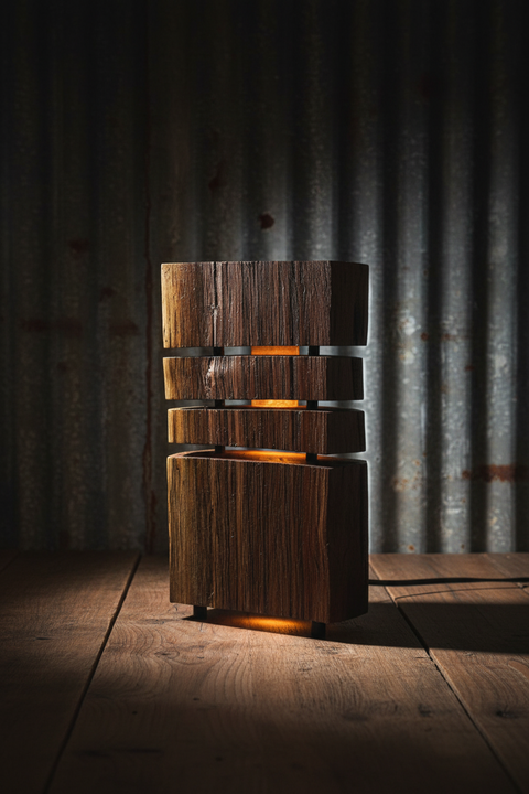 Natural Wood Glow Lamp – Stacked Dark Edition

 by Rustic Log Creations