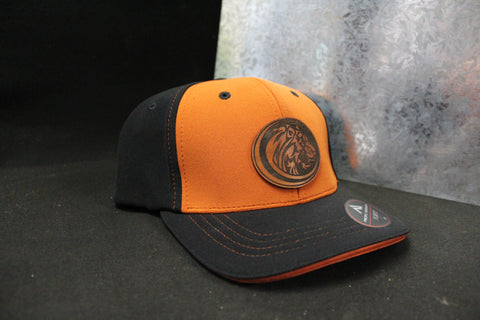 Youth Burnt Orange Tiger Leather Patch Flexfit Hat