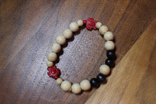 Load image into Gallery viewer, Red Turtle w/Tan and Black Wood Beads Bracelet By Theiss Tye Dye Studios
