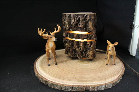 Woodland Deer Scene Lamp - Rustic Log Creations
